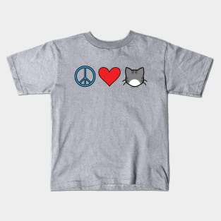 Peace Love Cats - Grey n White Kids T-Shirt